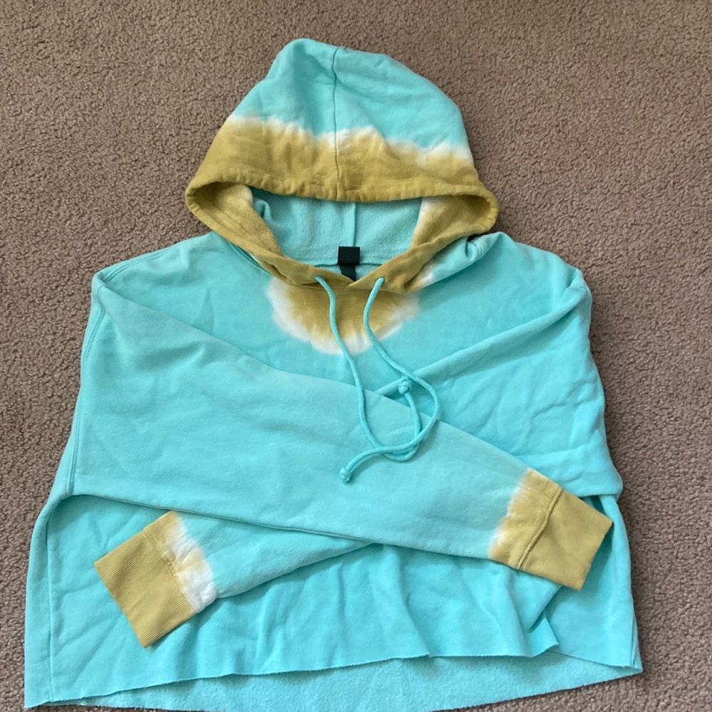 Teal and yellow cropped sweat shirt, size:2XL